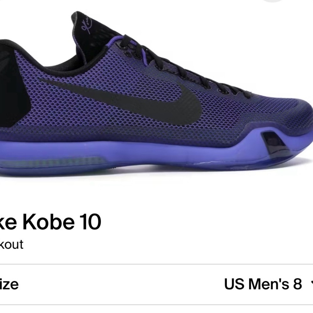 2014 Nike Kobe X 10 Blackout Black Persian Purple Violet 705317-005 Size 8